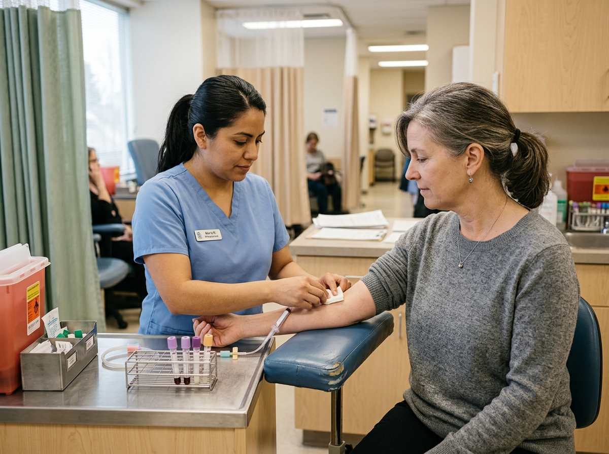 A patient returning for routine thyroid follow-up blood work after a levothyroxine dose change