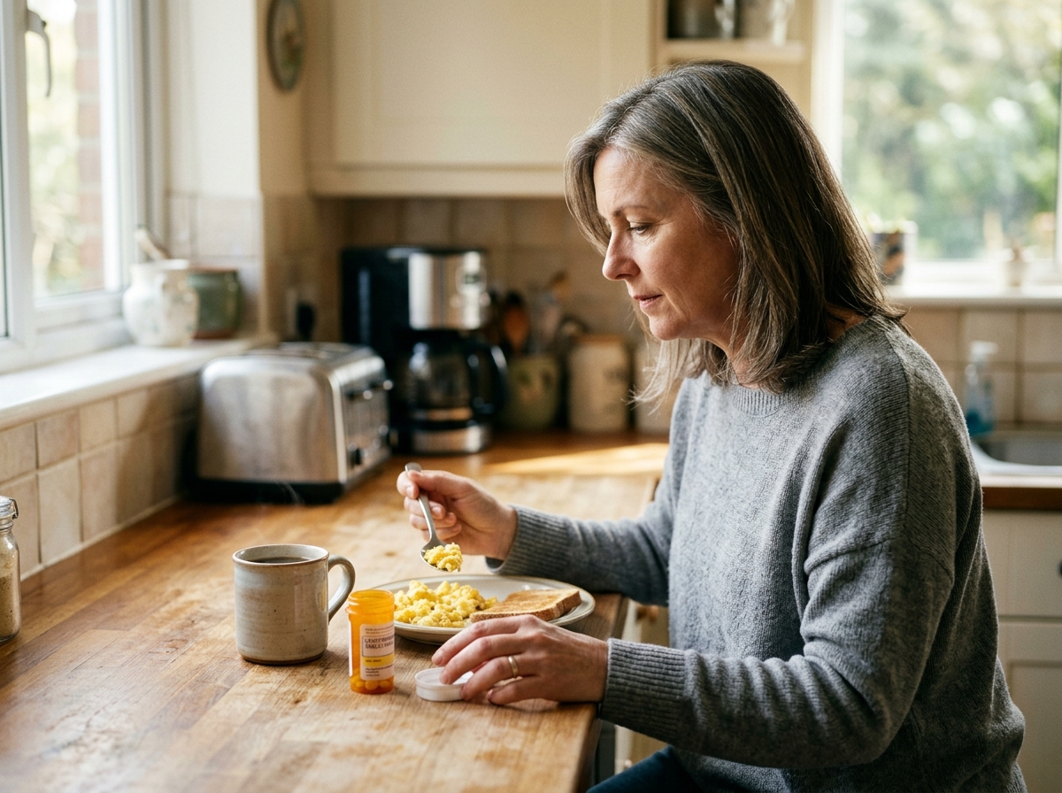A patient reviewing thyroid lab results and grapefruit use while troubleshooting levothyroxine timing