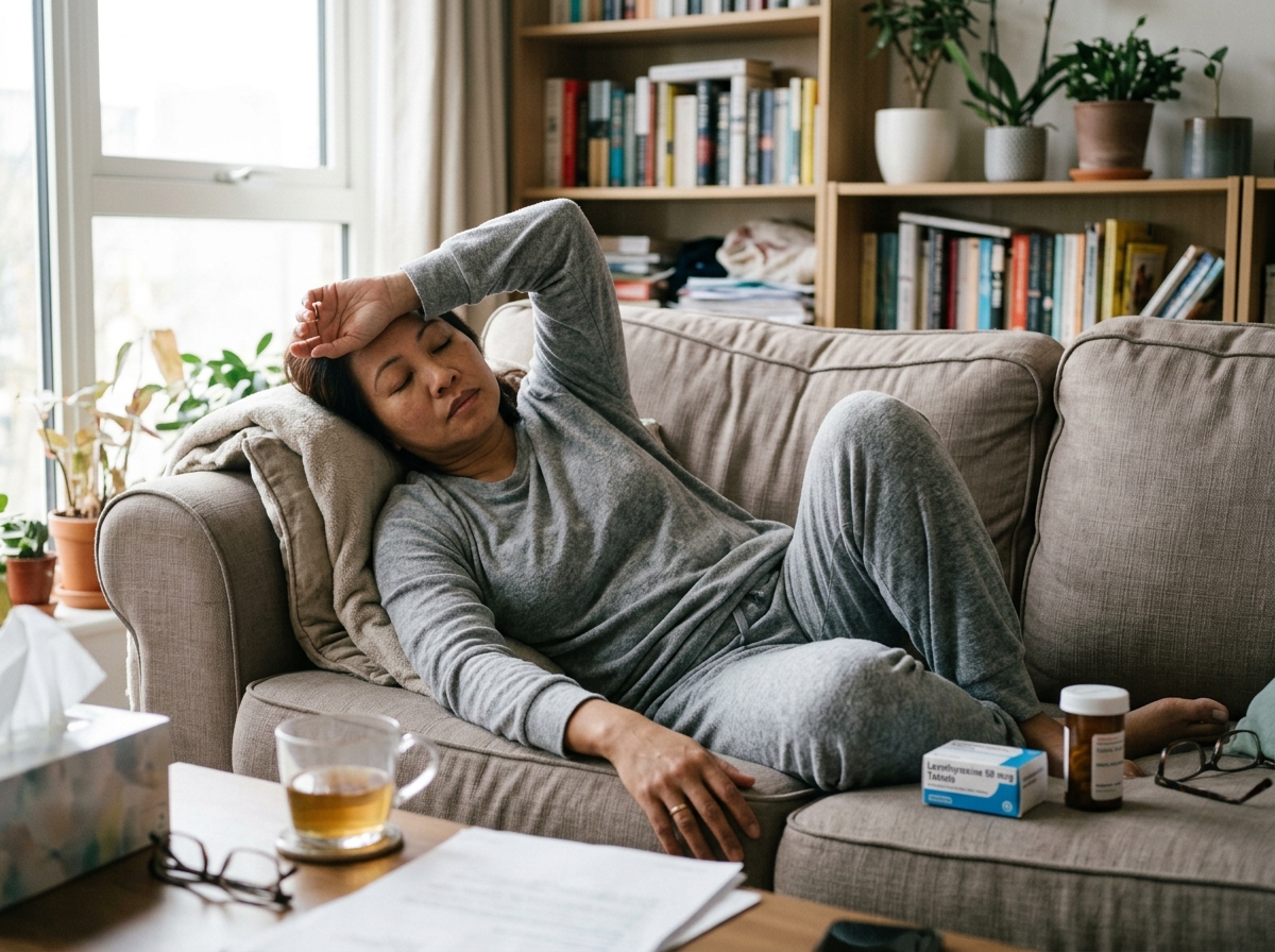 A patient experiencing persistent daytime exhaustion despite taking levothyroxine
