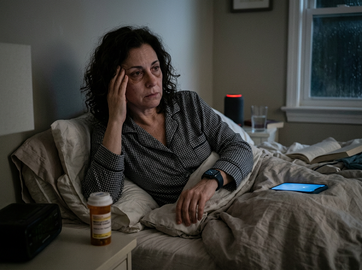 A patient feeling tired but unable to settle while checking pulse after a levothyroxine dose change