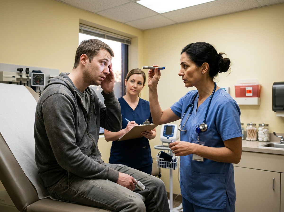 A patient receiving urgent evaluation when a headache on levothyroxine comes with more serious warning signs