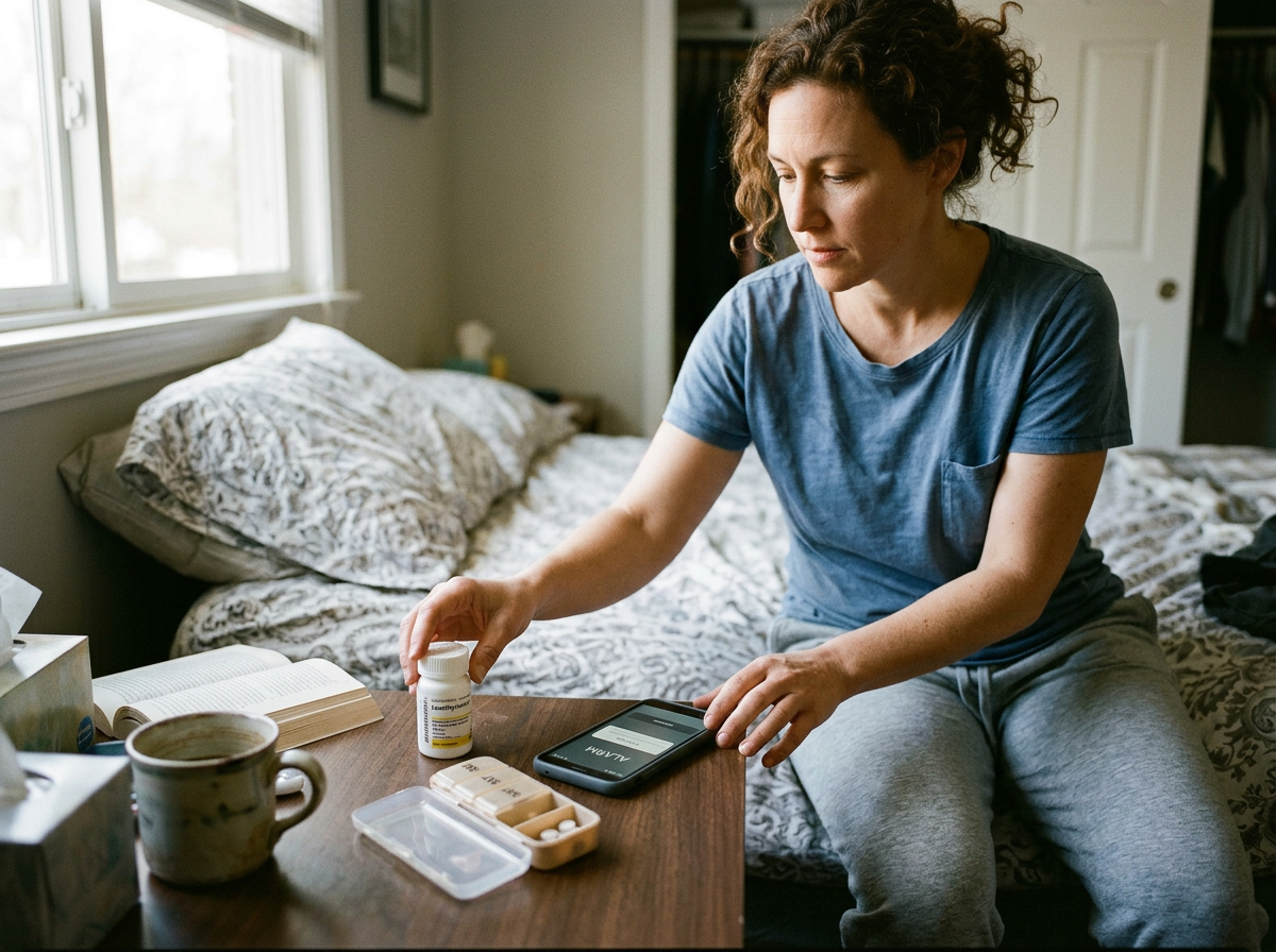 A levothyroxine reminder setup with a phone alarm and travel-ready pill case